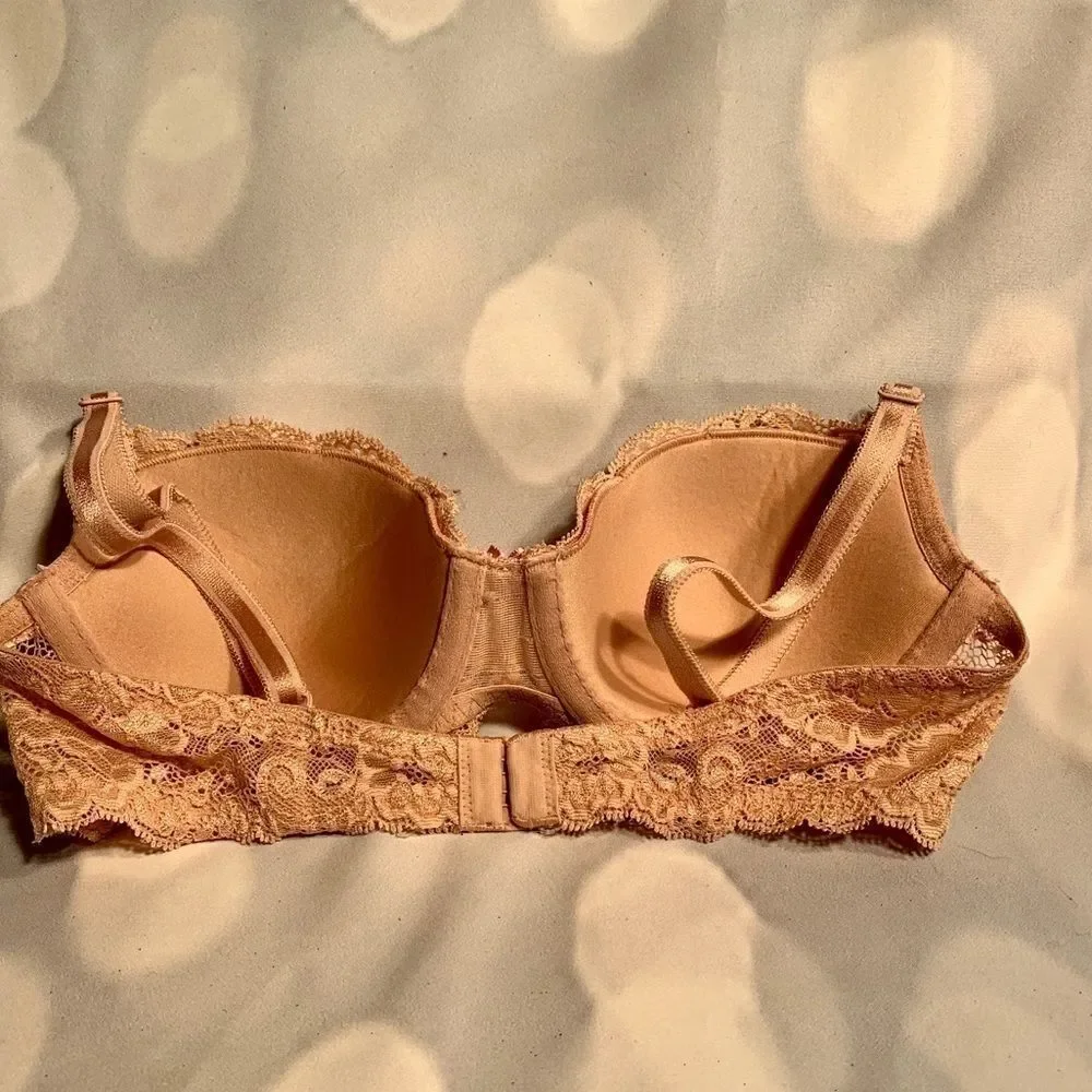 PINK WITH NATURAL LACE DREAM ANGELS LINED DEMI 32C